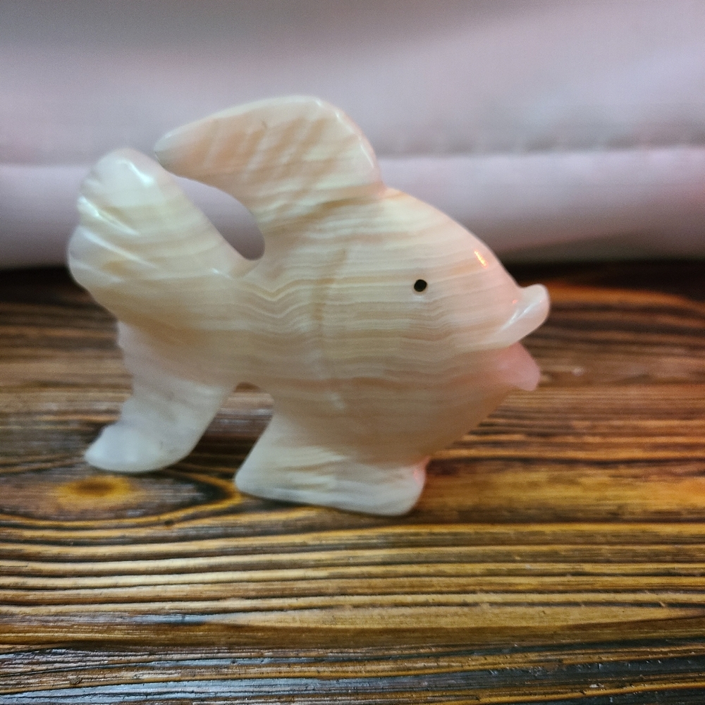 Hand Carved Stone Fish Figurine